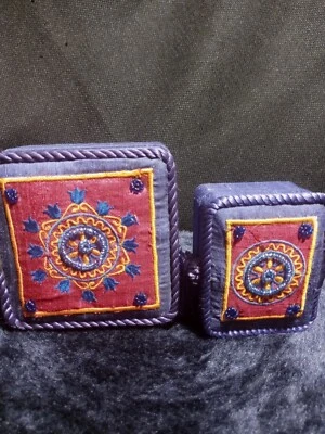 真丝蓝色串珠宝藏盒 2 件套 — 第 1/4 张图片