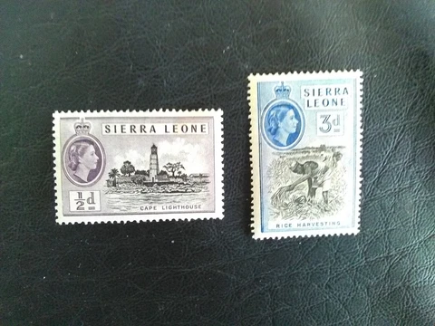 SIERRA LEONE M/MINT STAMPS 1956 QE11 1/2d  CAPE LIGHTHOUSE 3d RICE HARVESTING Cover