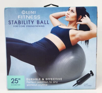 Lomi Fitness Stability Ball for Core Strengthening w/ Air Pump Included, Gray - Image 1 of 4