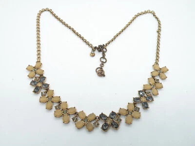 J. Crew Khaki Acrylic Pave Crystal Gold Chain Women Statement Pendant Necklace - Image 1 of 4