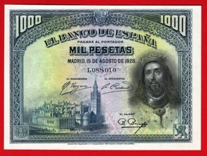 1000 Pesetas, 1928 ''San Fernando'' EBC+ - Picture 1 of 2