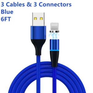 3Pack 3/6FT Magnetic USB Fast Charging Cable Data Cord for iPhone 6 7 8 11 12 XR - Picture 1 of 16