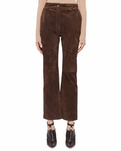 Altuzarra High-Waist Flared-Leg Cropped braune Wildlederhose neu mit Etikett UVP $ 1495 - Bild 1 von 2