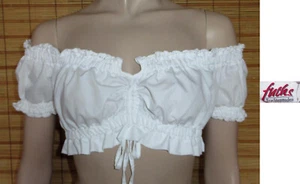 WEISSE DIRNDLBLUSE - CARMEN-STYLE - SPITZE - COTTON/POL. - FUCHS - GR. S - Bild 1 von 1