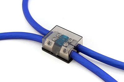 KnuKonceptz Bassik 2 Way 0 Gauge to 0 or 4 Gauge Mini ANL Fuse Block w Fuses - Image 1 of 4