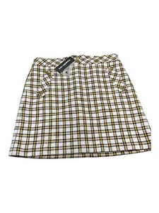 Karl Lagerfeld Paris Womens 12 Plaid A Line Skirt Yellow Black Pockets Office - Picture 1 of 10