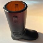 Vintage Frosted Root Beer Tall straight boot match toothpick holder 3.5” GLASS