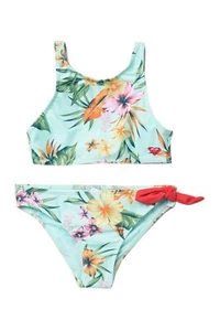 Roxy Girl's Ariel Heritage Floral 2 Pc Crop Bikini Swimsuit Set Hawaiian Print 8 - Picture 1 of 2