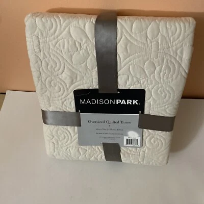 Luxury Ivory Oversized Quilted Throw Blanket - 60x70 in 152x178 cm New With Tag@ - Image 1 of 3