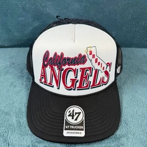 '47 Los Angeles Angels MLB Creedence Mens White/Black Adjustable Trucker Hat - Picture 1 of 6