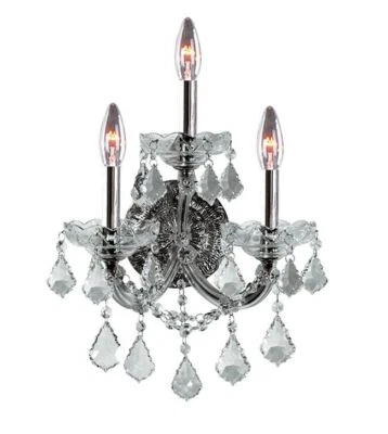 Wall Sconce Fixture Chrome and K9 Crystal Light Bathroom Vanity Dining Room - Image 1 of 2