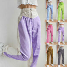 Blue Straight Casual Trousers for Women