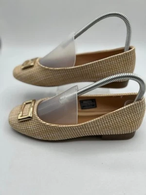 Nautica Halsell Ballet Flat Women's Sz 6.5 Beige Textured Square Toe Buckle - Image 1 of 4