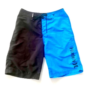 “HURLEY” S BLUE BLACK 2~TONE BACK POCKET LOGO BOARD SHORTS EUC 0100691 - Picture 1 of 8