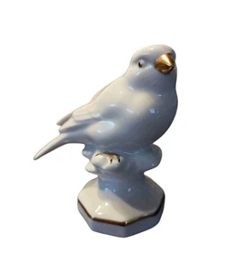 Gerold Porzellan Spatz Vogel Figur 9 cm weiß gold Akzent Vintage Deko Tiermotiv - Bild 1 von 5