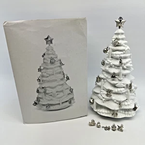 Dept 56 Silhouette White Porcelain Advent Tree w/24 Metal Ornaments-#78579 READ - Picture 1 of 24