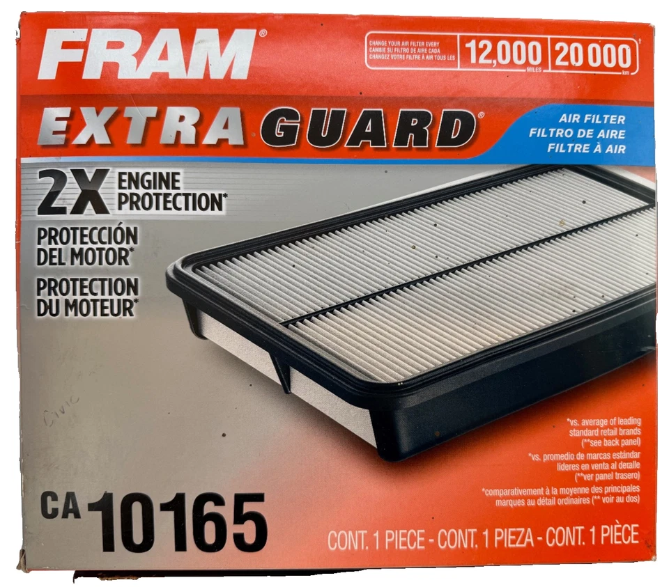 Filtro de ar do motor FRAM Extra Guard CA10165 para Honda Civic 1.8L 2006-2011 - Imagem 1 de 1