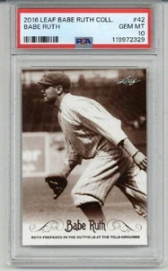 2016 LEAF BABE RUTH COLLECTION #42 BABE RUTH NEW YORK YANKEES PSA 10 LOW POP 3 - Picture 1 of 2