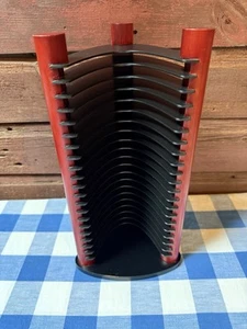 Vintage 20 CD Rack Tower Wood Black Futuristic Modern Atlantic Storage Design - Picture 1 of 6
