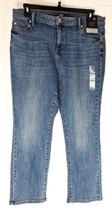 Simply Vera Vera Wang Straight Leg Jeans Womens 16s Blue Mid Rise Med Wash - Picture 1 of 12