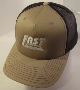 Fast Brand Trucker Hat Mens Brown Beige Agriculture Sprayers Logo Farmer Cap - Picture 1 of 12