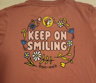 BUC-EES TShirt Girls Youth Large Short Sleeve Tee Pink Keep on Smiling NWOT Vaca - Image 1 of 4