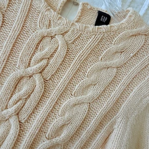 Vintage GAP Zopfmuster Pullover Damen Große L Wolle Angora Kaschmir Pfirsich Fischer - Bild 1 von 10