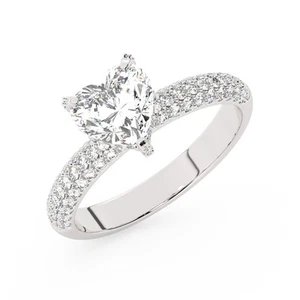 1.50ct Heart Lab Grown Diamond Ring 14K Solid White Gold With IGI Certificate - Picture 1 of 6