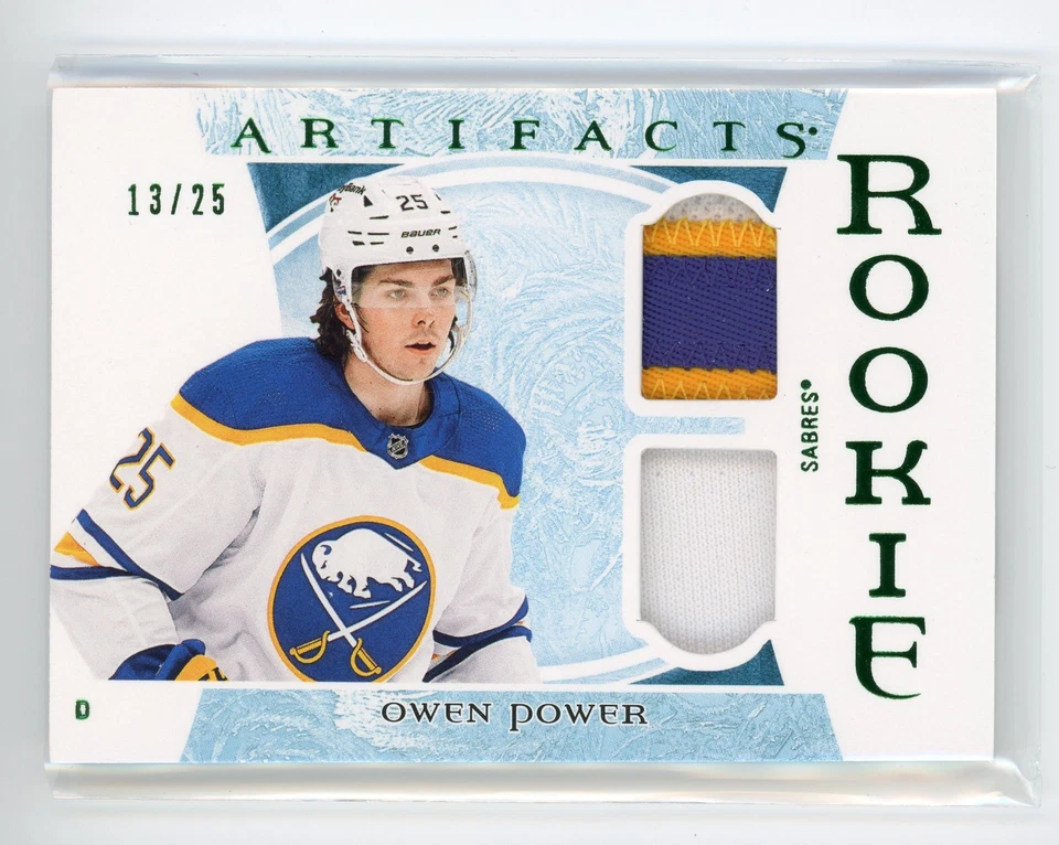 2022-23 Upper Deck Artifacts Owen Power Rookie Horizontal Dual Patch /25 Sabres - Image 1 of 1