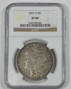 1893-O Morgan Dollar CERTIFIED NGC XF 40 Silver Dollar - Picture 1 of 4