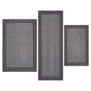 Maschinenwaschbar Faux Sisal Grau Indoor Akzent Teppich Set Rechteckig 3-teiliges Set - Bild 1 von 8