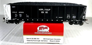 ATLAS HO SCALE COALVEYOR GONDOLA W/COAL LOAD KANSAS CITY POWER & LIGHT 20006701 - Picture 1 of 3