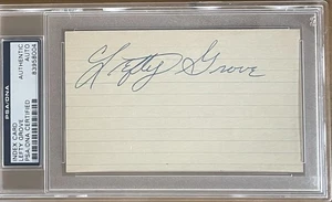 Tarjeta índice firmada por Lefty Grove autografiada 3x5 PSA/DNA en losa PSA - Imagen 1 de 2