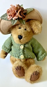 Boyds Bear Mrs. Thumbull 10 Zoll Plüsch mit grünem Pullover & Mütze mit Blumen 1985-98 - Bild 1 von 6