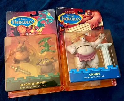 Lote de figuras de colección 1997 Mattel Disney Hércules Cyclops Headbutting Phil sellado Foto 1 de 4