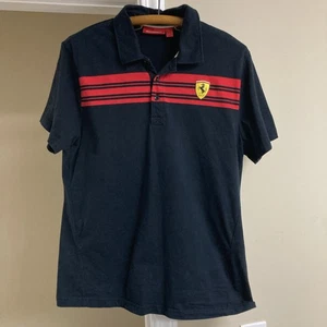 Ferrari Camicia Uomo Grande Nera Cotone Scuderia Motorsport F1 Corsa Cavallo Patch - Foto 1 di 5