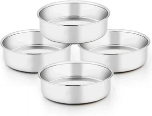 6 Inch Cake Pan, 4 Pcs round Tier Cake Pans Set Stainless Steel for Baking - Picture 1 of 7