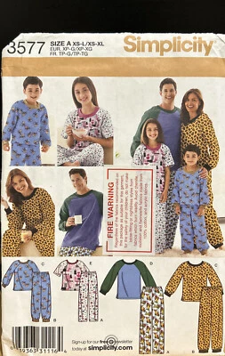 Simplicity 3577 Pyjamas Sewing Pattern Size XS- XL - Image 1 of 2