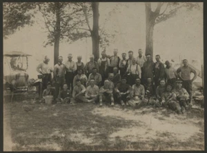 c1920 Group Photo of Workmen Outdoors, Various Ethnicities, Unknown Location - Picture 1 of 3