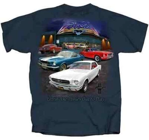 Ford Mustang Showroom Cars Auto Letting The Ponies Out To Play T Shirt Size 2XL - Picture 1 of 1