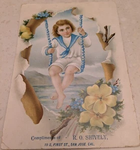 *SEHR SELTEN* LGVICTORIAN TRADE CARD SHIVELY'S 9- CENT STORE, SAN JOSE, CALIFORNIA - Bild 1 von 2