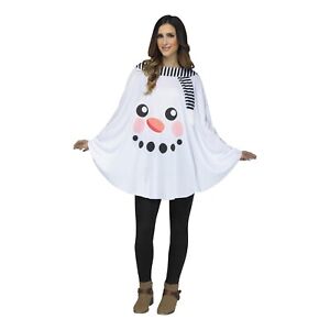 Adult Printed Snowman Costume Poncho Women's Christmas Accessory