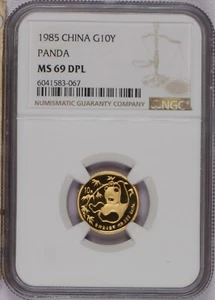 1985 Gold Panda 1/10 oz. 10 Yuan NGC MS69 Deep Prooflike. Free shipping. - Picture 1 of 2