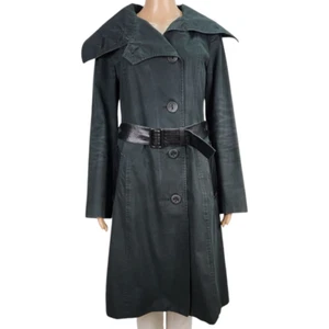 VTG Designer MACKAGE Women's Cotton Blend Leather Trim Trench Coat Jacket S - Picture 1 of 9