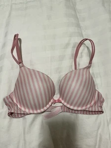 CS Pink Collection where everywhere push-up bra 34B pink and white stripes - Picture 1 of 5