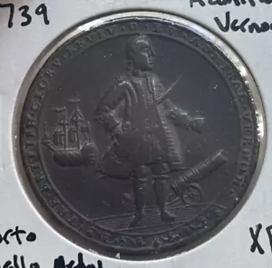 1739 Admiral Vernon Porto Bello Bronzemedaille - Bild 1 von 2
