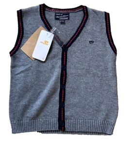 Mayoral Knit V-neck sweater vest button down dressy boy size 6 116cm gray - Picture 1 of 2