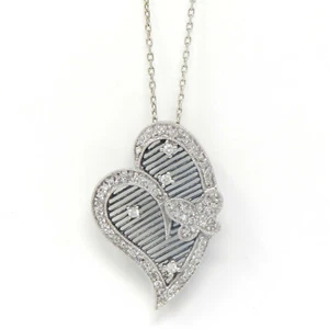 NYJEWEL 14K Gold 0.5ct Diamond Heart Butterfly Pendant Necklace 18" - Picture 1 of 4