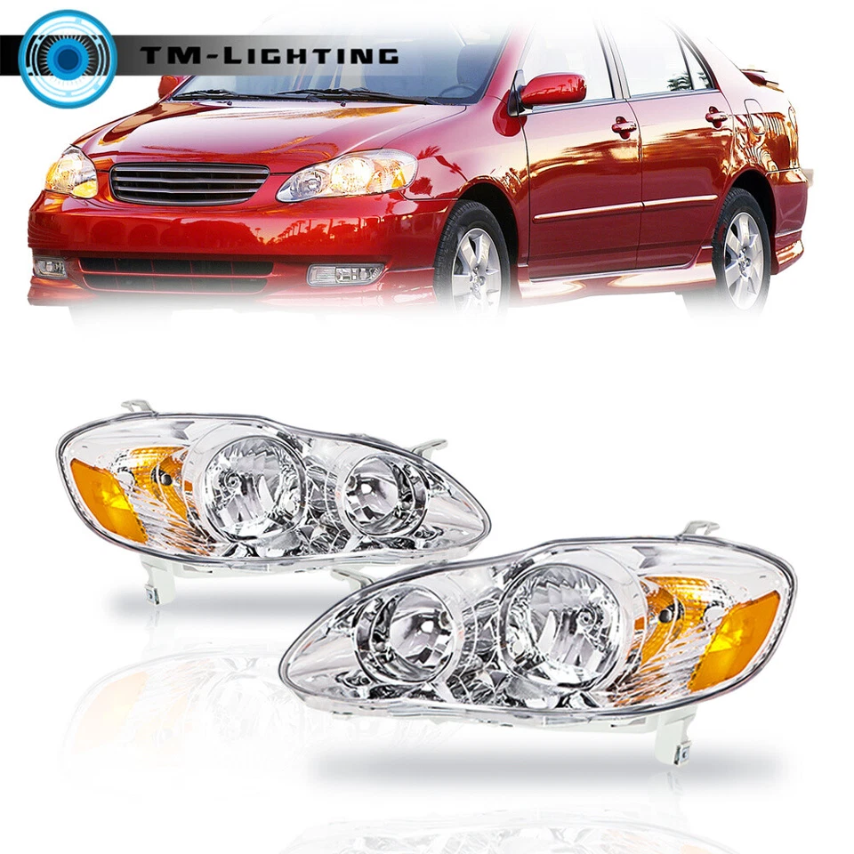 Faros lado izquierdo y derecho para Toyota Corolla 2003-2006 2007 2008 carcasa cromada Foto 1 de 4