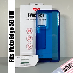Tech 21 Case for Moto Edge 5G UW 2021 Verizon Compatible | Blue EvoCheck | USED - Picture 1 of 18